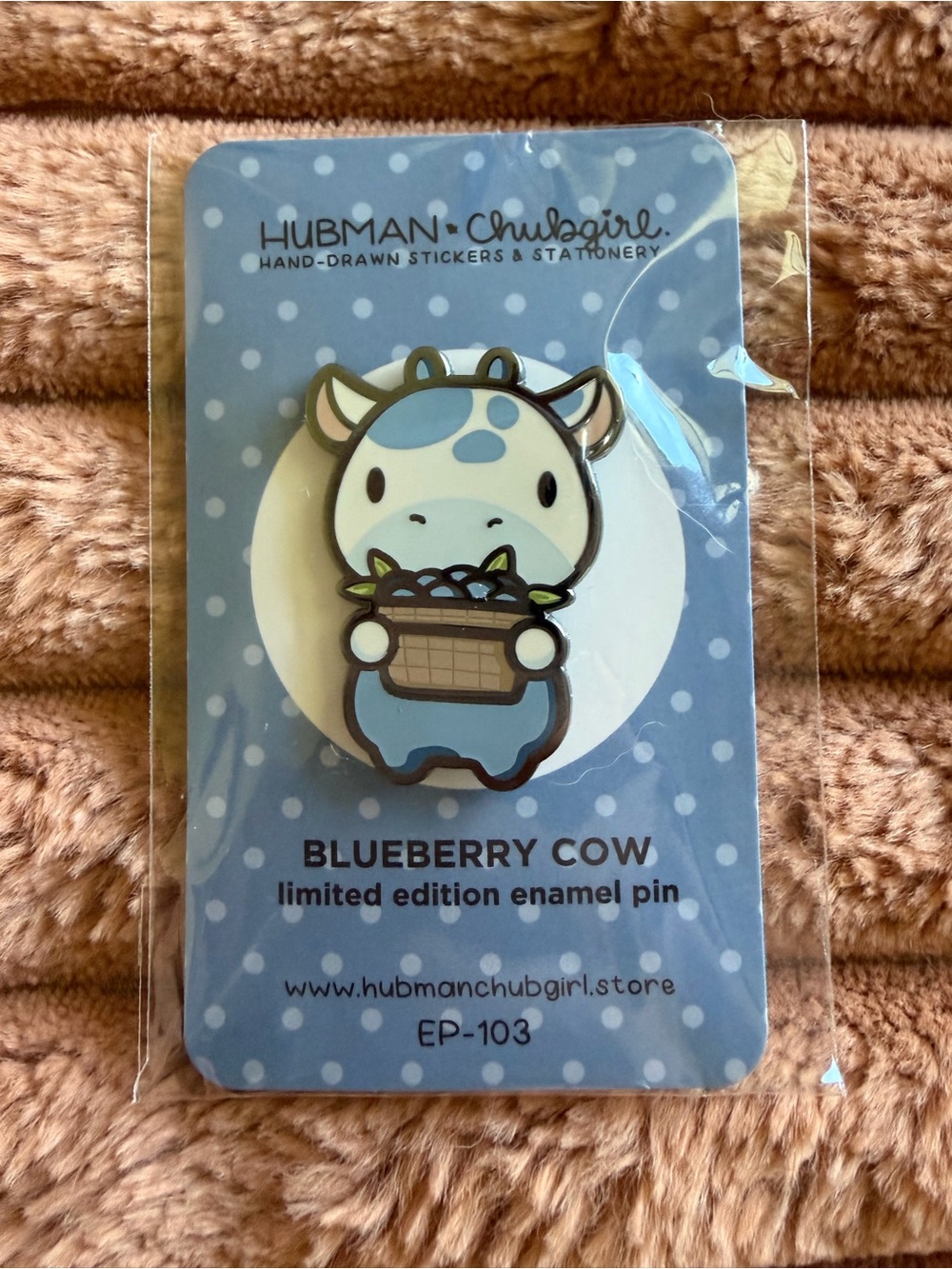 Hubman & Chubgirl Blueberry Cow Enamel Pin